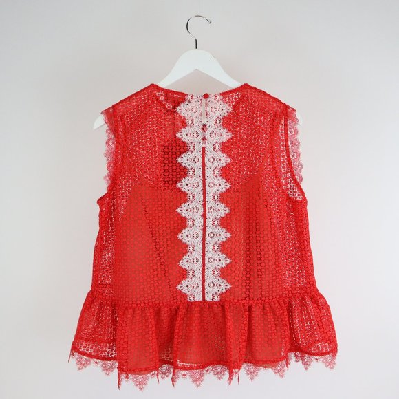 COPY - Saloni Adele Chille Sleeveless Dot Lace Peplum Top - Picture 3 of 5